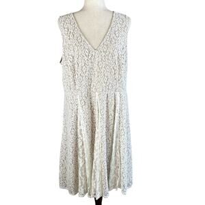 Lane Bryant Womens A-Line Fit Flare White Lace Dress Size 18 Fully Lined NWT NEW